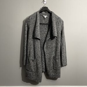 Motherhood Maternity M Gray Open Front Sweater Pockets Cozy Casual Layering